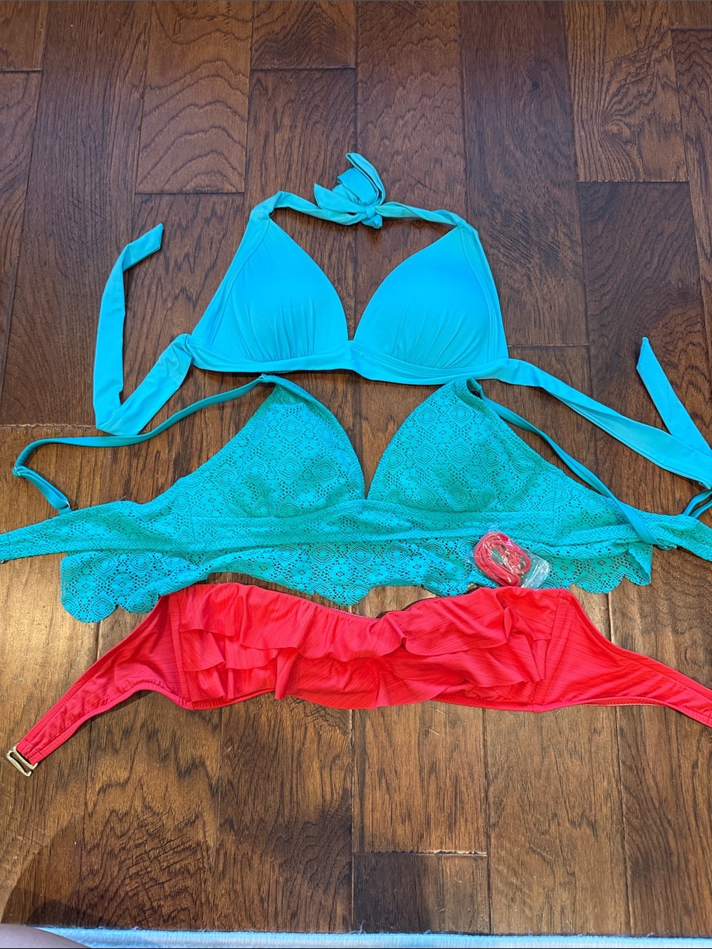 Mossimo size L Turquoise & Coral Bikini Tops Set